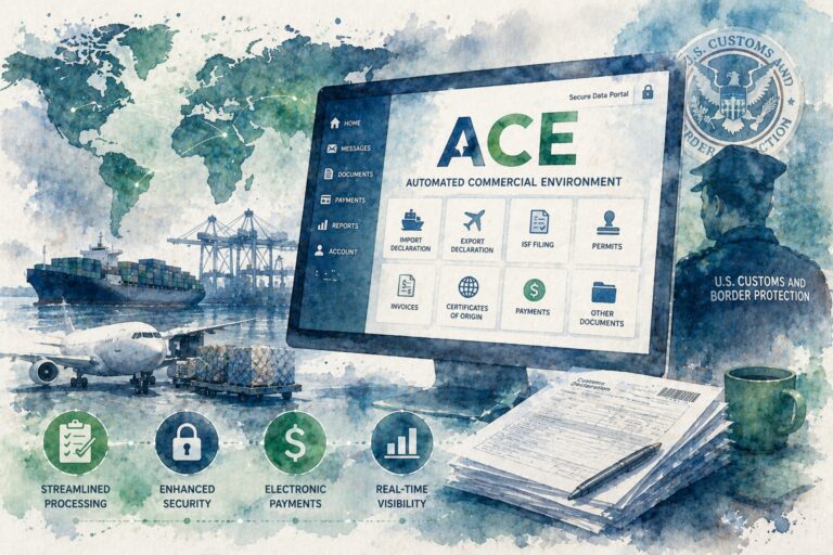 Automated Commercial Environment portal used for customs processing and trade compliance management