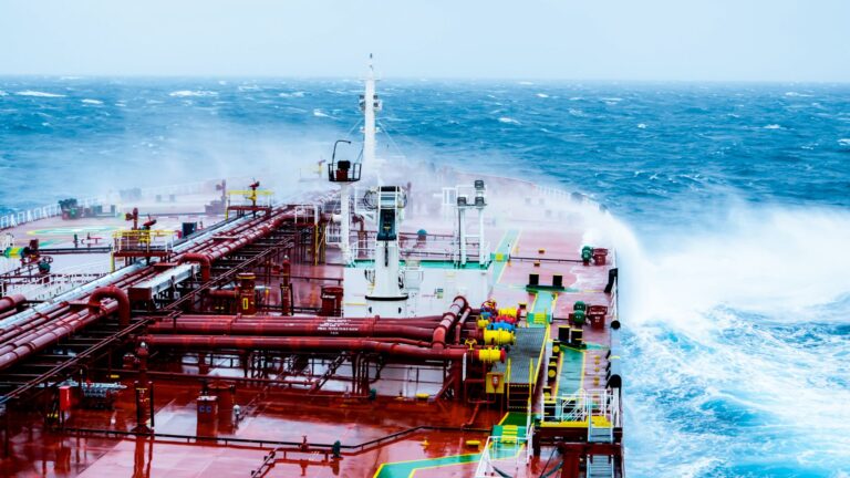 Freight ship on ocean.