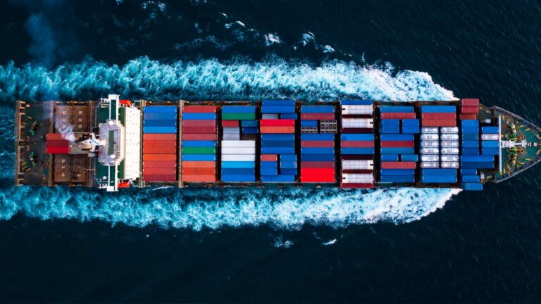 Freight ship on the ocean representing the July 2026 freight market update.