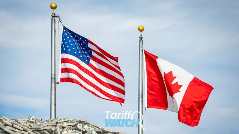 USA and Canadian flag representing Section 338 tariffs on Canada, CAPE Phase 3 refunds, de minimis changes, customs compliance, international trade, and global supply chain developments featured in Tariff Watch.