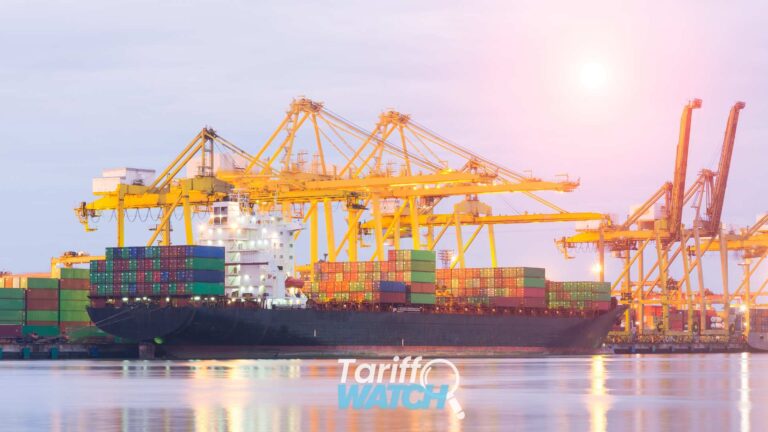 Cargo port representing Section 338 tariffs on Canada, Jones Act waiver changes, ACAS enforcement, customs compliance, and international trade updates featured in Tariff Watch.